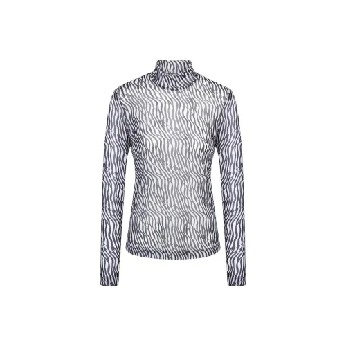 LOFT SHINE Прямой крой Длинный рукав Т-рубашка Женская Черная