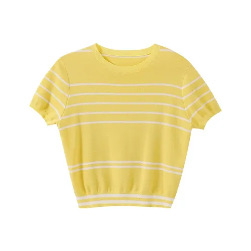 YUMOMO STAR Желтая с белыми полосами Женская футболка