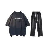 Набор (темно-синий топ+черные брюки)