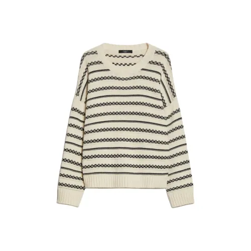 MaxMara Foster Collection Полосатый Хлопковый Вязаный Свитер Женская Белая