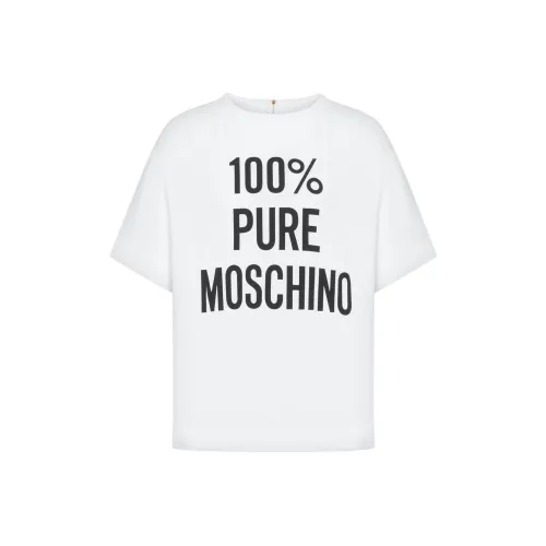 MOSCHINO 100% PURE MOSCHINO Принт Envers Сатин T Рубашка T Рубашка Женская Белая