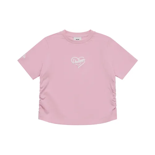 MLB Los Angeles Dodgers Сердце SS25 T-рубашка Женская Фотиния Серый Розовый