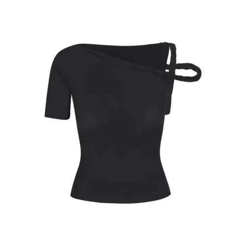 Khy Drop 004 Mesh Elastic Twisted Тор T Shirt Женская Черная