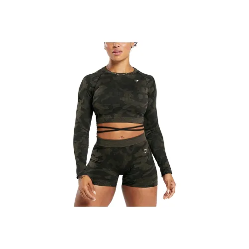 GYMSHARK T-рубашка Женская Черная Многоцветная Коричневая