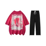 Комплект (драгонфрут-красный топ+ черные брюки)