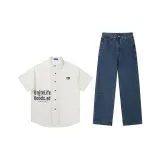 Белый топ + темно-синие штаны