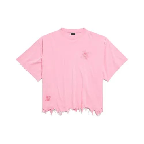 Balenciaga T-рубашка с оборванным рукавом женская розовая свободного кроя