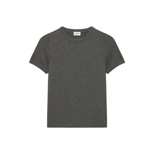 Aritzia Sunday Best Malva Shortsleeve Свитер Женские Heather Уголь Фиби женнан Уголь