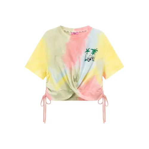 CHUU Желтый Tie Dye Женские Короткие Топы