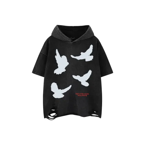 BEAR UNION Рукав с оборванным плечом T-рубашка Унисекс Черный