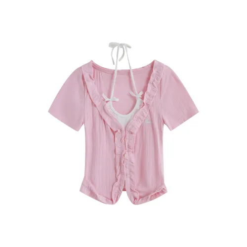 9 Кошачьих Лакомства Sticks CROP TOP Женские Розовый