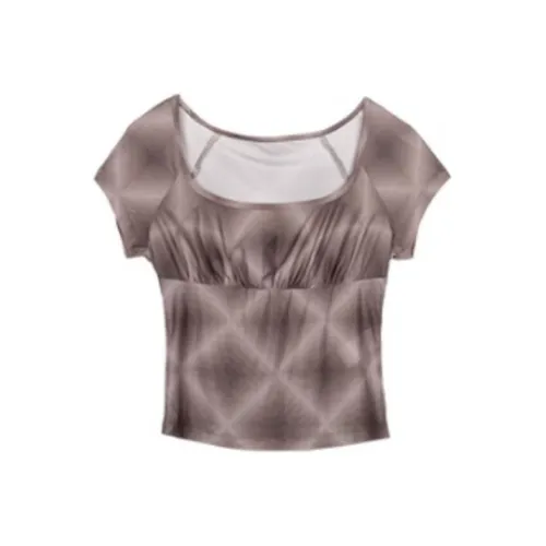 BEERBRO Кофе Основа с Белой клеткой Женские Короткие топы