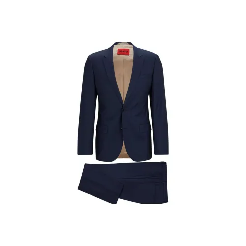 Hugo Boss Slim Fit костюм с узором новая шерсть холст бизнес-костюм мужской темно-синий