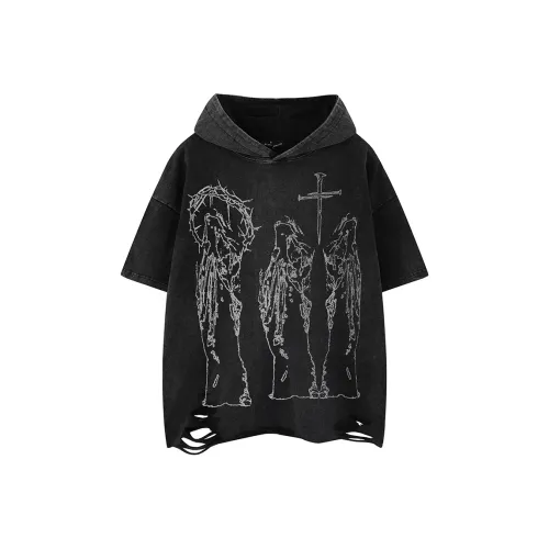 BEAR UNION Рукав с оборванным плечом T-рубашка Унисекс Черный