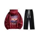 Комплект одежды (Бордовый топ + Черные джинсы)