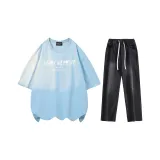 Комплект (светло-синий топ+черные брюки)