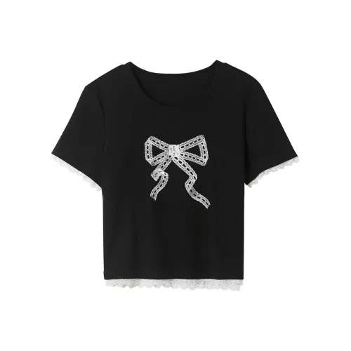 3COLOUR Классическая черная женская футболка