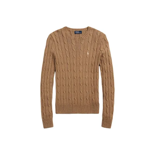 Polo Ralph Lauren Cable Трикотажный хлопок Crewneck Свитер Женские Коричневый