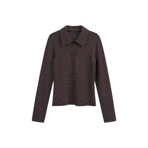 JIKOO T-рубашка Женская Черная Красная Полосы