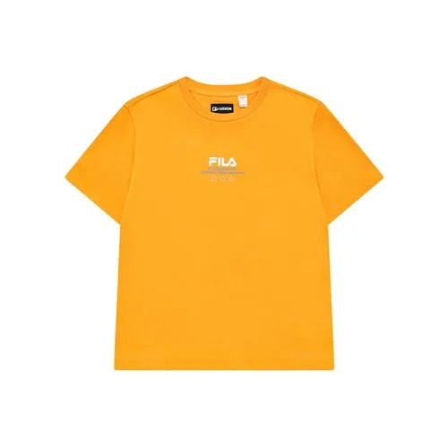 FILA FUSION Рукав с оборванным плечом T-рубашка Женская Термальная Апельсин