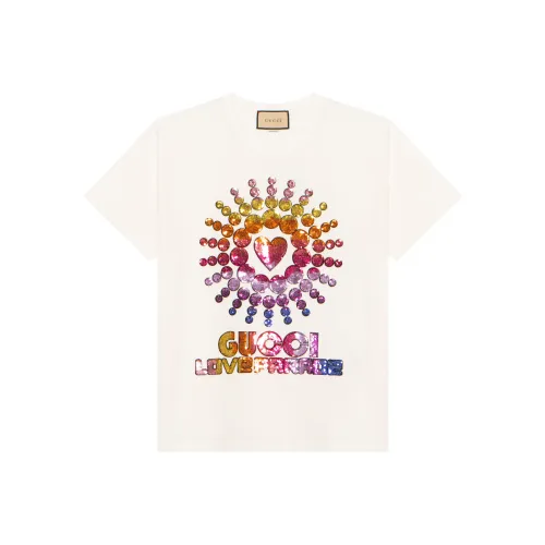 GUCCI Т-рубашка с оборванным плечом женская белая