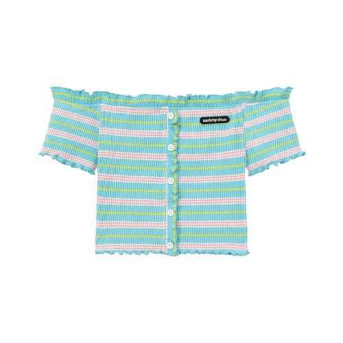 CHUU Синие полосы Цветочный Женские Короткие топы