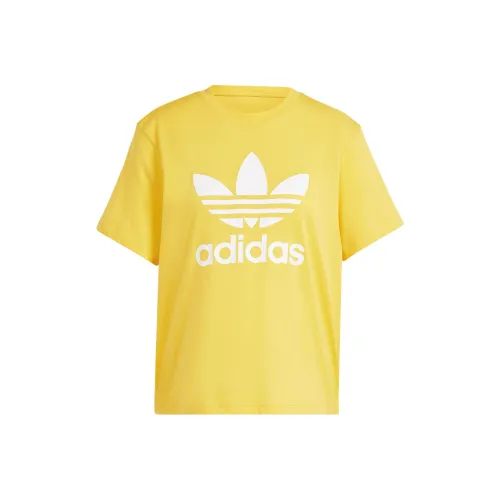 Adidas Originals Adicolor Рукав с оборотом T-рубашка Женская Желтая