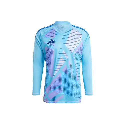 Adidas Tiro 24 Соревнование Длинный рукав Голкипер Джерси Футбол Джерси Мужской Половина Синий