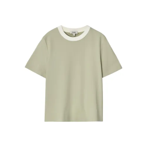 COS Стандартная T-рубашка Женская Зеленая Бежевая