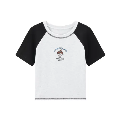 LEDIN x QIXIANSHENGMIAOXIAOJIE LIANMINGKUAN Т-рубашка Женская Шампань Серый