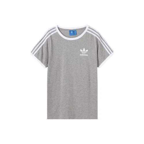 Adidas Originals 3 Stripes Комплект с короткими рукавами T-рубашка Женская Серый