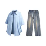 Set (Light Blue Shirt + Nostalgic Blue Jeans)  
Комплект (Светло-синяя рубашка + Ностальгические синие джинсы)