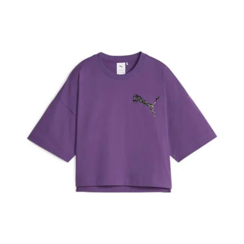 PUMA x Swarovski Коллаборация Crystals Tee T-Shirt Рубашка Женская Фиолетовая