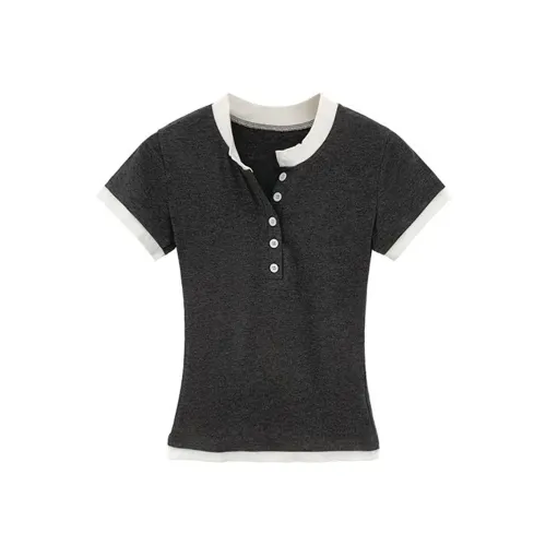 MO VOICE Стандартная T-рубашка Женская Темный Фотиния Серый