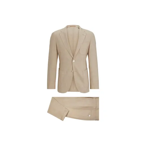 Hugo Boss Slim Fit Костюм IN MELANGE с новой шерстью и шелком Бизнес Костюм Мужской Светлый Бежевый