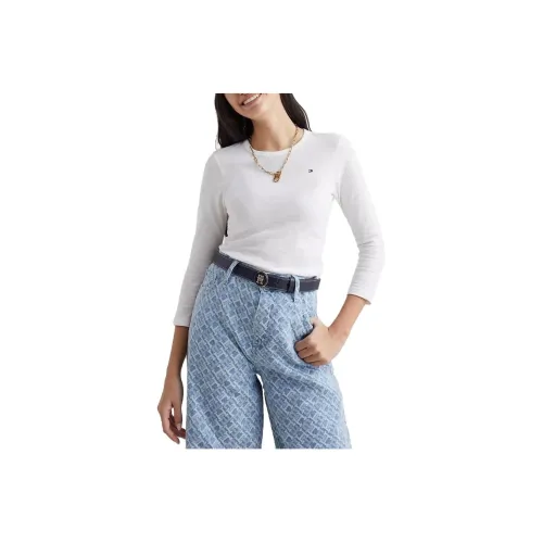 Tommy Hilfiger Slim Fit 1985 Cotton с утолщениями T-Shirt T-Shirts T-Shirt Женская Белая
