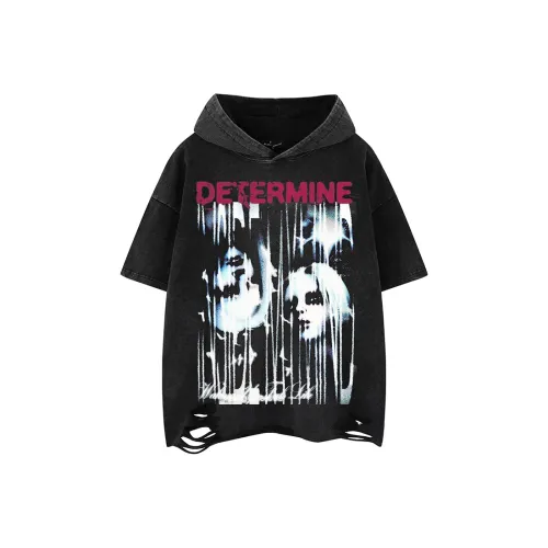 YEARNED Рукав с оборванным плечом T-рубашка Унисекс Черный