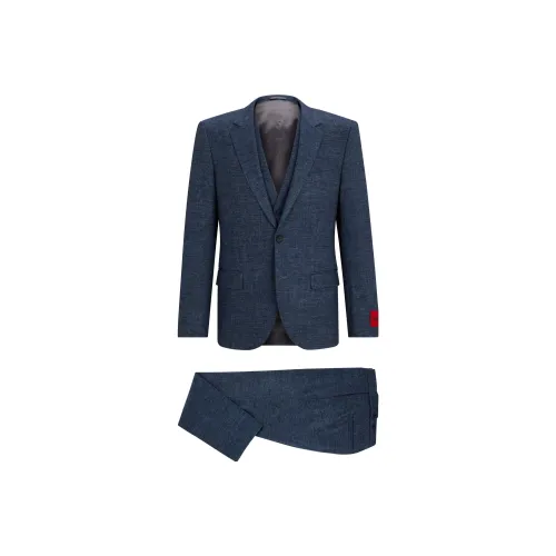 Hugo Boss Slim Fit Трехкомпонентный костюм Performance Эластичный трикотажный бизнес-костюм для мужчин 3 штуки синий