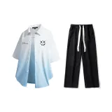 Set (White Blue Shirt + Black Jeans)  
Комплект (Белая Синяя Рубашка + Черные Джинсы)