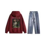 Set (Burgundy Top + Dark Blue Jeans)  
Комплект (Бордовый топ + Темно-синие джинсы)