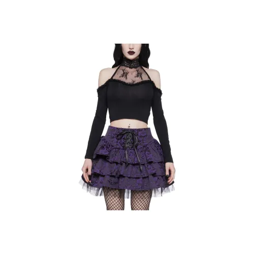 Dolls Kill Widow Intense Stares ДОЛЖЕЙКА КРОП-ТОП ЖЕНСКИЙ ЧЕРНЫЙ ЧЕРНЫЙ