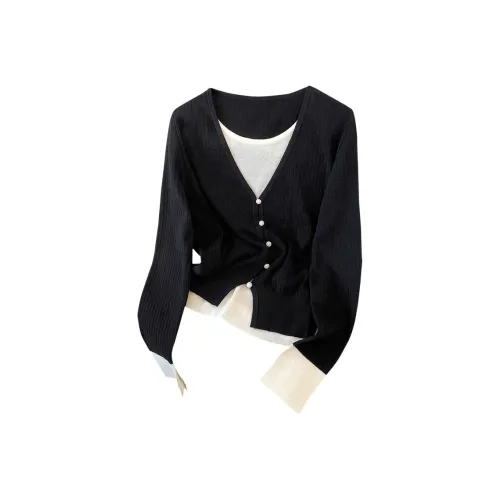 Cypress House Свитер Женские Черный Внешний Белый Внутренний