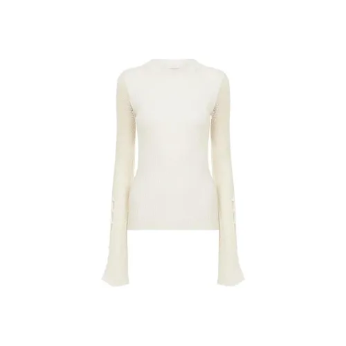 Chloe Облегающий свитер из шерсти льна кашемира кружево серия KNIT ICONIC молочный свитер женский белый