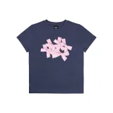 Темно-синий, синий, розовый, с принтом