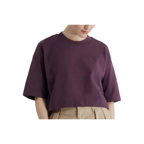 New Balance Т-рубашка с оборванным рукавом женская сливово-коричневая