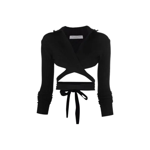 PHILOSOPHY DI LORENZO SERAFINI SS22 Рукав с оборванным плечом T-рубашка Женская Черная