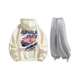 Комплект (Абрикосовый топ + Светло-серые повседневные штаны)