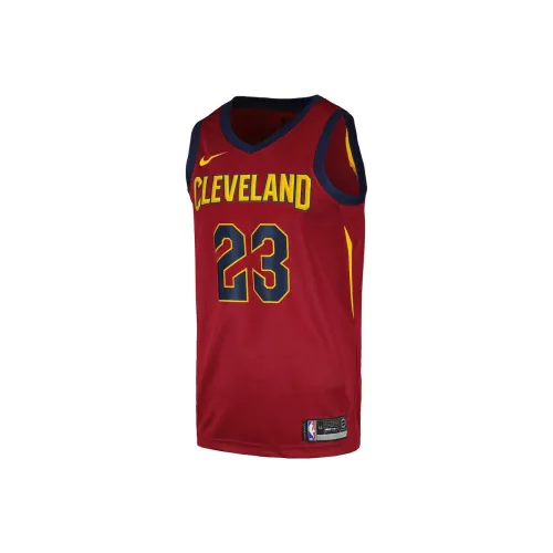 Nike Баскетбольная Джерси Cleveland Cavaliers LeBron James SW Вышивка Фанатская Версия Мужская Бордовая