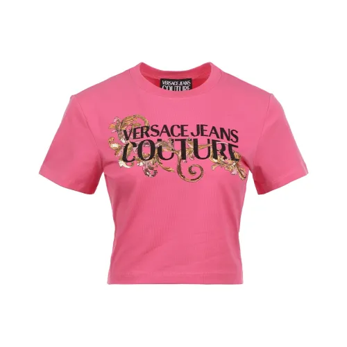 VERSACE JEANS COUTURE SS25 Стандартная T-рубашка Женская Розовая