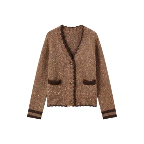 EICHITOO Свитер Женский Темно-Коричневый Комбинированный